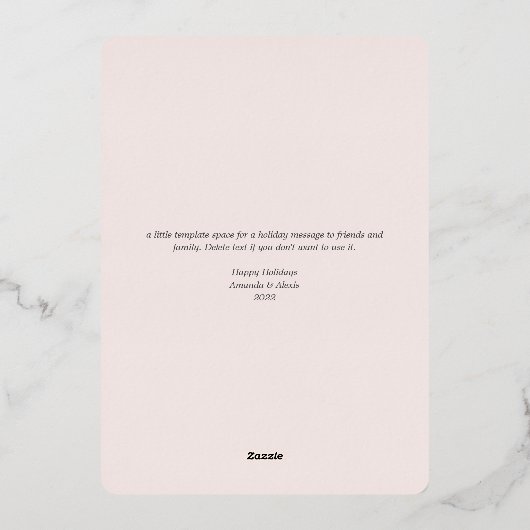 ジョイ赤面誕生発表ゴールドフォイルホリデイ 箔シーズンカード (裏面)