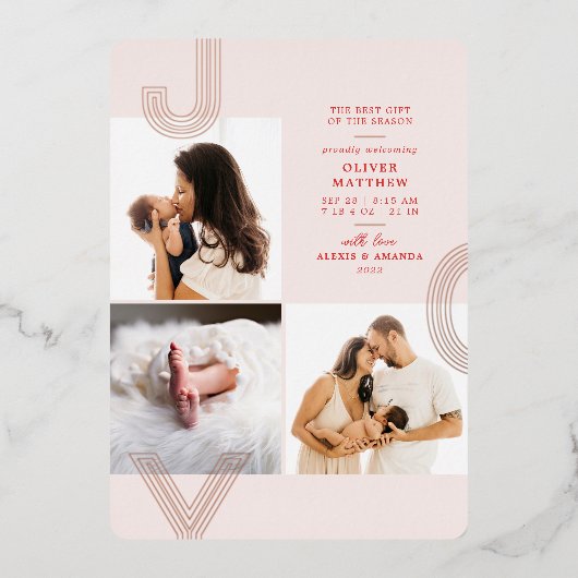 ジョイ赤面誕生発表ゴールドフォイルホリデイ 箔シーズンカード (正面)