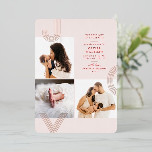 ジョイ赤面誕生発表ゴールドフォイルホリデイ 箔シーズンカード (立ち正面)