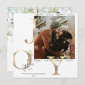 ジョイ金ゴールドほこりっぽい青い緑のクリスマスフォトカード (正面/裏面)