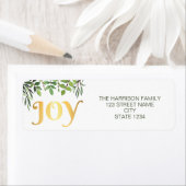 ジョイ金ゴールドグリーン葉差出人住所 ラベル (インサイチュ)