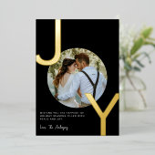 ジョイ金箔ブラックミニマルエレガントリストクリスマス 箔シーズンカード (立ち正面)