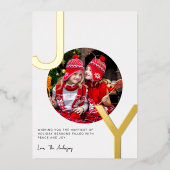 ジョイ金箔ホワイトミニマリストエレガントのクリスマス 箔シーズンカード (正面)