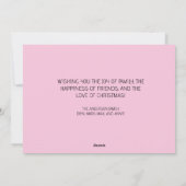 ジョイ雪だるまピンクホワイトクリスマス シーズンカード (裏面)