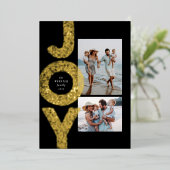 ジョイ2枚のフォトスペックル金ゴールドブラックモダンクリスマス 箔シーズンカード (立ち正面)