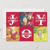 ジョイ4赤と白フォトクリスマス シーズンカード (正面)