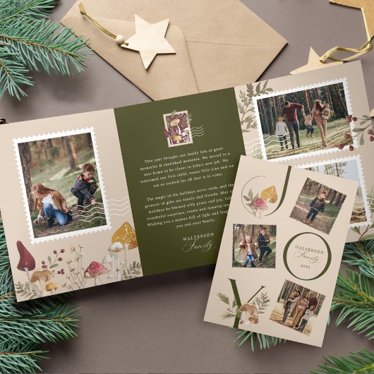 ジョイ・ウォーターの色ウッドシマッシュルーム写真ギャラリー 三つ折りクリスマスカード