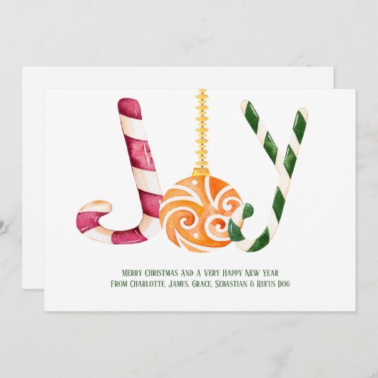 ジョイ・キャンディ・ケーン写真のクリパーソナライズされたスマス シーズンカード (正面/裏面)