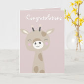 ジョイ・キリン・ピンクのバンドルおめでとう カード (黄色い花)