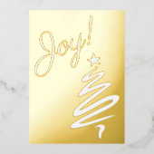 ジョイ！クリスマスツリークリスマスの休日とあなたの言葉 箔シーズンカード (正面)