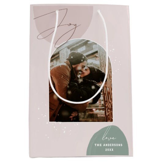 ジョイ・クリスマス | フォトホリデーモダンパッケージ ミディアムペーパーバッグ (正面)