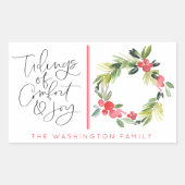 ジョイ・クリスマス・ホリデー・グリーティング・ステッカーの記事 長方形シール (正面)