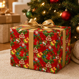 ジョイ クリスマス リース ジンジャーブレッド ホリデー ギフト包装 ラッピングペーパー