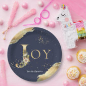 ジョイ・ゴーエレガントルド・フォイル・フローラ・ブルー・クリスマス ペーパープレート (パーティー)