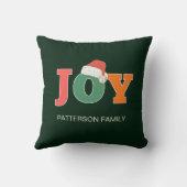 ジョイ！サンタハットスクリプトタイポグラフィカスタムファミリー クッション (裏面)