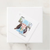 ジョイ！シンプル白ミニマル写真クリスマス フェイバータグ (インサイチュ)