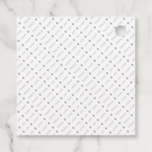 ジョイ！シンプル白ミニマル写真クリスマス フェイバータグ (裏面)