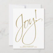 ジョイ！シンプル金ゴールドエレガントおよびホワイトスモールビジネス シーズンカード (正面)