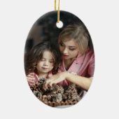 ジョイ！シンプル金ゴールドエレガントとホワイトクリスマスフォト セラミックオーナメント (裏面)