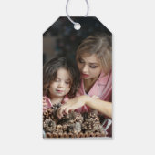 ジョイ!シンプル金ゴールドスクリプトとホワイトクリスマスフォト ギフトタグ (裏面)