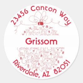 ジョイ・トゥ・ザ・ワールドオーナメント差出人住所ラベル- ラウンドシール