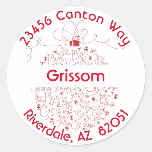 ジョイ・トゥ・ザ・ワールドオーナメント差出人住所ラベル- ラウンドシール (正面)