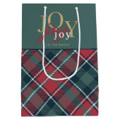 ジョイ・トゥ・ザ・ワールドタイポグラフィ素朴プレイド ミディアムペーパーバッグ (裏面)