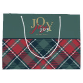 ジョイ・トゥ・ザ・ワールドタイポグラフィ素朴プレイド ラージペーパーバッグ (裏面)