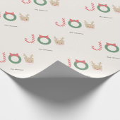 ジョイ・トナカイとマスククリームクリスマスホリデー ラッピングペーパー (角)