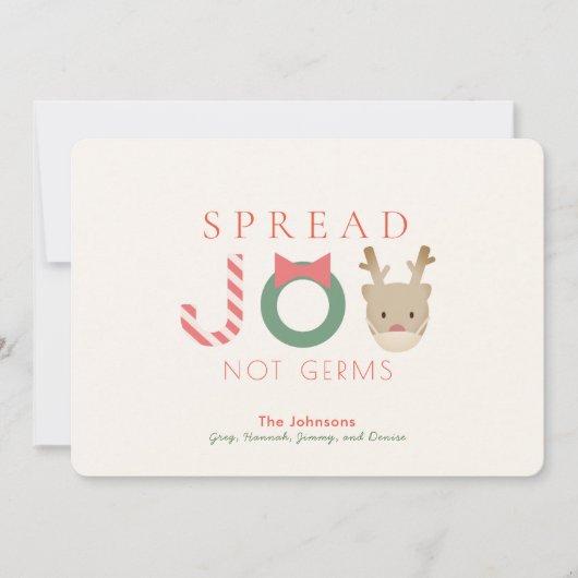 ジョイ·トナカイの仮面白いクリスマスを広める シーズンカード (正面)