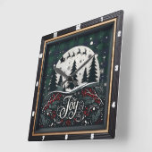 ジョイ・トナカイ・パイン・クリスマス スクエア壁時計 (傾斜)