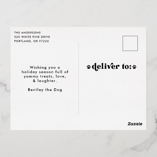 ジョイ・ドッグの写真を解き放つ 箔シーズンポストカード