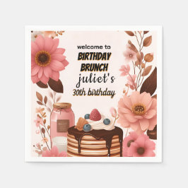 ジョイ・ドーナツ・パンケーキ大人ピンク・ブランチ30歳の誕生日 スタンダードカクテルナプキン