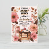 ジョイ・ドーナツ・パンケーキ大人ピンク・ブランチ30歳の誕生日 招待状 (スタンド正面)