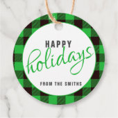 ジョイ・バッファロー・プレイド・グリーンクリスマスプレゼントの知らせ フェイバータグ (裏面)