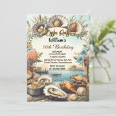 ジョイ ビーチ シーフード パール オイスター ロースト 30歳の誕生日 招待状 (スタンド正面)