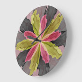 ジョイ、ピンクグリーン無煙炭ファンタジーフラクタル ラージ壁時計 (傾斜)