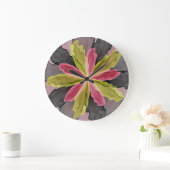ジョイ、ピンクグリーン無煙炭ファンタジーフラクタル ラージ壁時計 (ホーム)