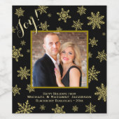 ジョイ!フェスティバル金ゴールドスノーフレーク&フォトホリデー ワインラベル (シングルラベル)