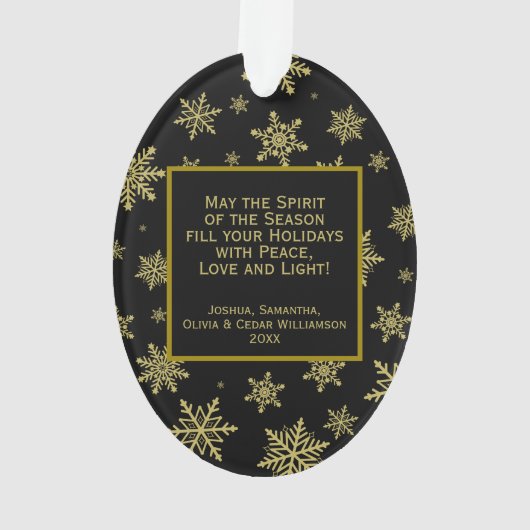 ジョイ!フェスティバル金ゴールド&ブラックエレガントクリスマスフォト オーナメント (裏面)