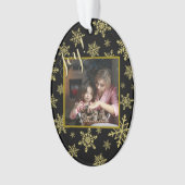 ジョイ！フェスティバル金ゴールド&ブラックエレガントクリスマスフォト オーナメント (正面)