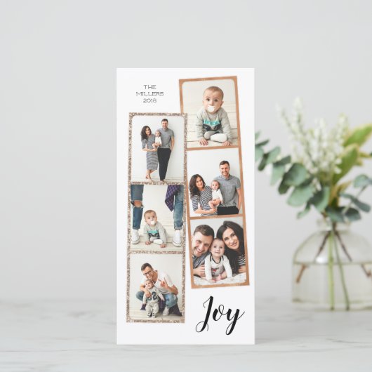 ジョイ |フォトブースフィルムストリップのコラージュ |祝日 シーズンカード (スタンド正面)