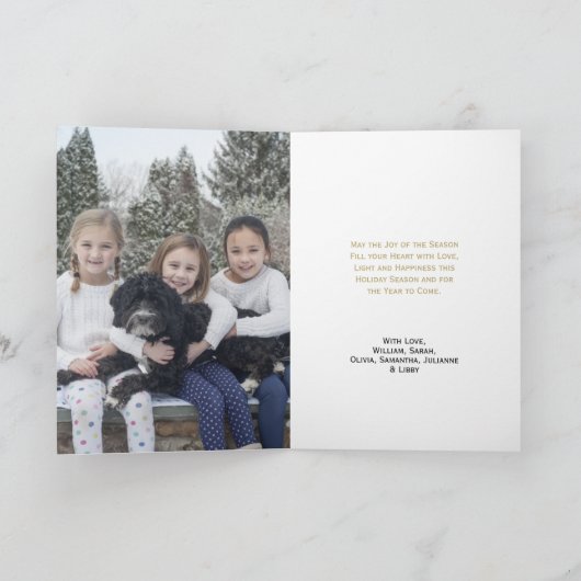 ジョイ!ブラック&金ゴールドエレガントミニマルフォトクリスマス カード (内部)