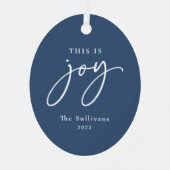 ジョイ・ブルー・フォト・ホリデー メタルオーナメント (正面)