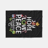 ジョイ・ホープ愛の平和クリスマスツリー家族のクリスマス男性 フリースブランケット (正面(横))