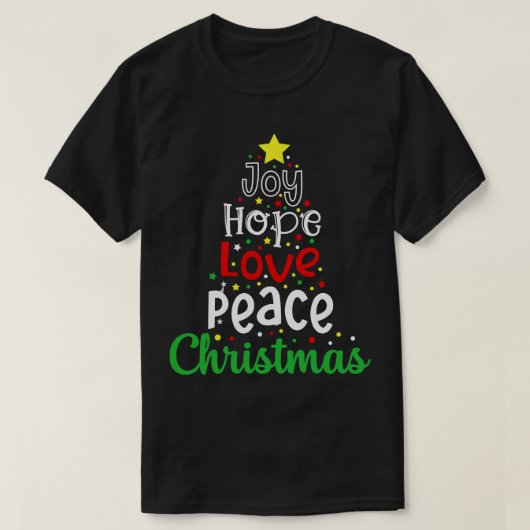 ジョイ・ホープ・ピーチ・クリスマス Tシャツ (デザイン正面)