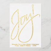 ジョイ！ミニマルなクリスマス金ゴールド&ホワイトフォトバック 箔シーズンカード (正面)