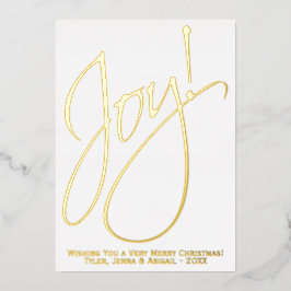 ジョイ！ミニマルなクリスマス金ゴールド&ホワイトフォトバック 箔シーズンカード
