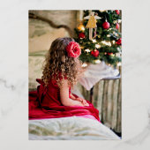 ジョイ！ミニマルなクリスマス金ゴールド&ホワイトフォトバック 箔シーズンカード (裏面)