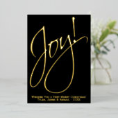 ジョイ!ミニマル金ゴールド&ブラックフォトバッククリスマス 箔シーズンカード (立ち正面)